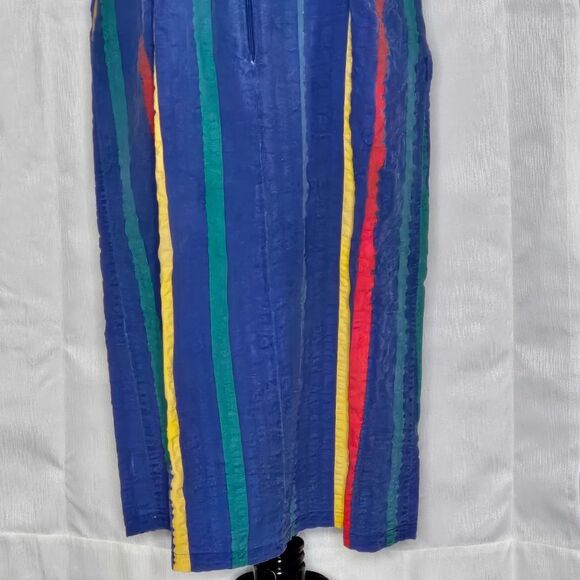 Saybury Vintage Medium Blue Stonewashed Seersucker Stiped Zip Front Robe - Picture 4 of 12